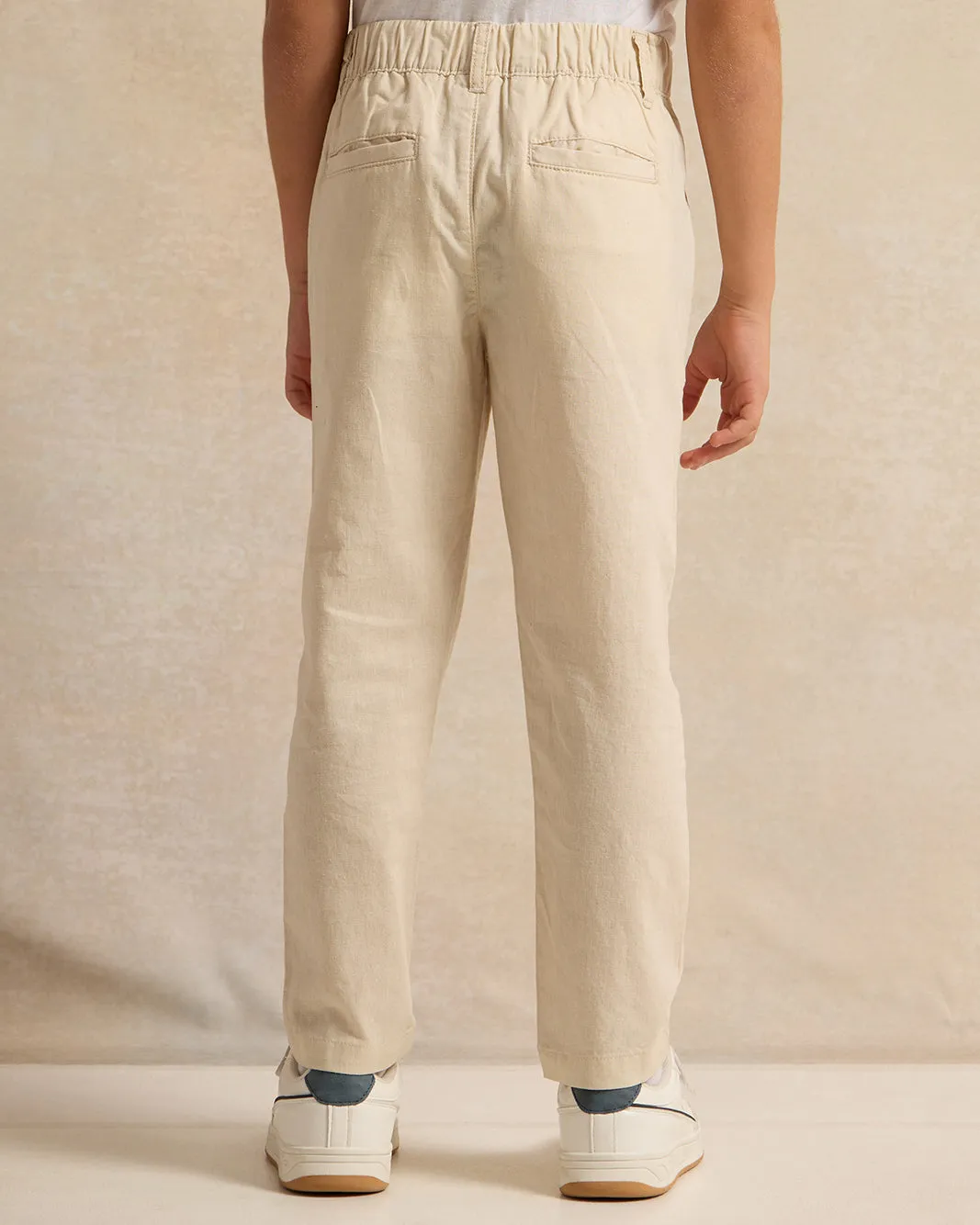 Boys Beige Coordinated Linen Trousers sold by Redtag product image thumbnail 3