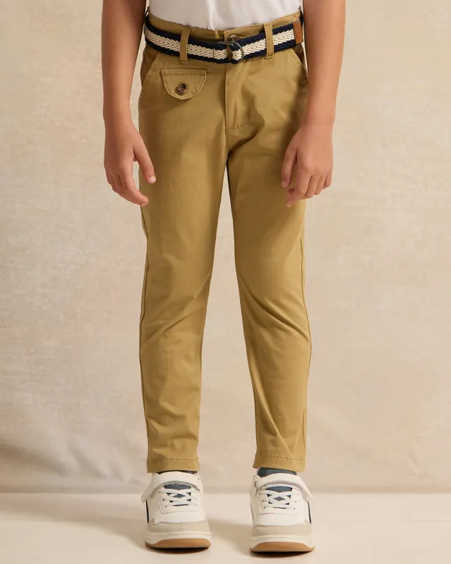 Boys Beige Trouser With Belt sold by Redtag
