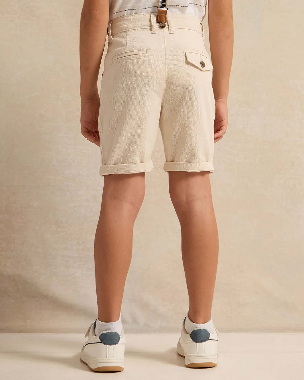 Boys Beige Shorts With Suspenders Shorts sold by Redtag product image thumbnail 3