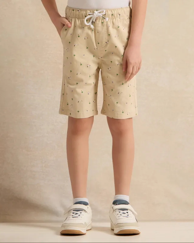 Boys Beige And Olive Printed Shorts Set (2 Piece) sold by Redtag