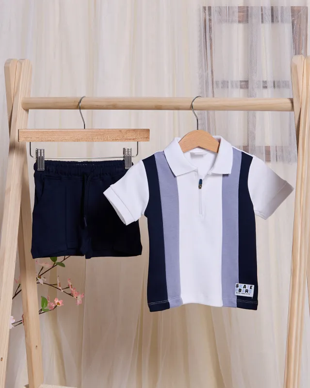 Infant Boys White And Navy Casual Set (2 Piece) sold by Redtag