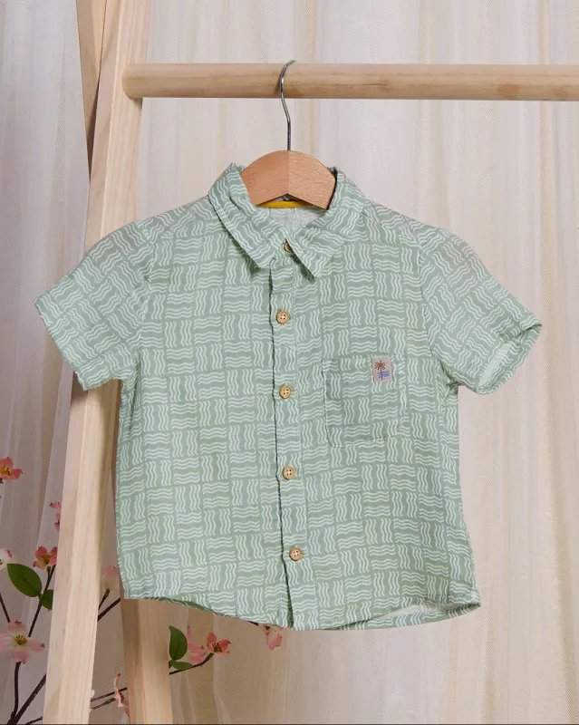 Infant Boys Green Printed Shirt sold by Redtag