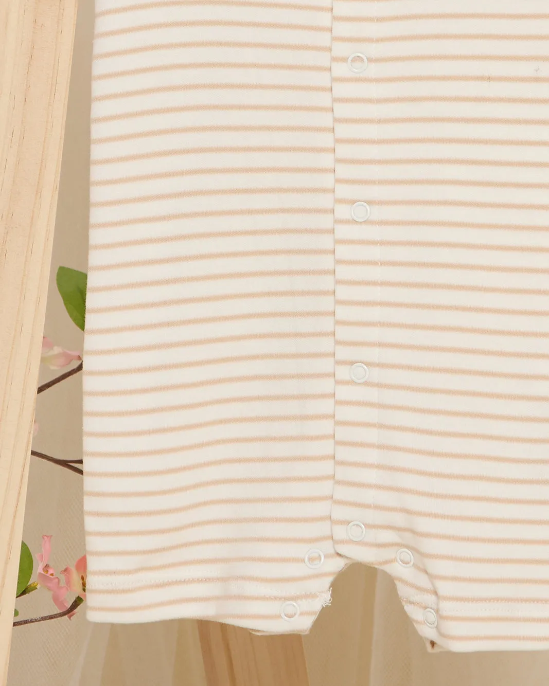 Beige Striped Button Front Romper suit sold by Redtag product image thumbnail 3