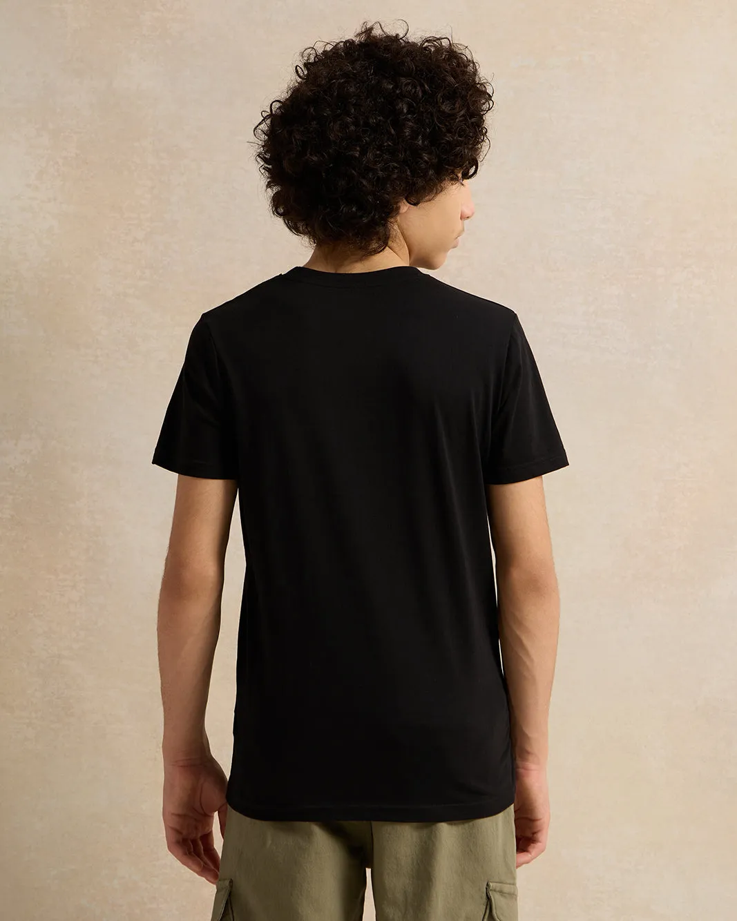 Senior Boys Black Embroidered T-Shirt sold by Redtag product image thumbnail 3
