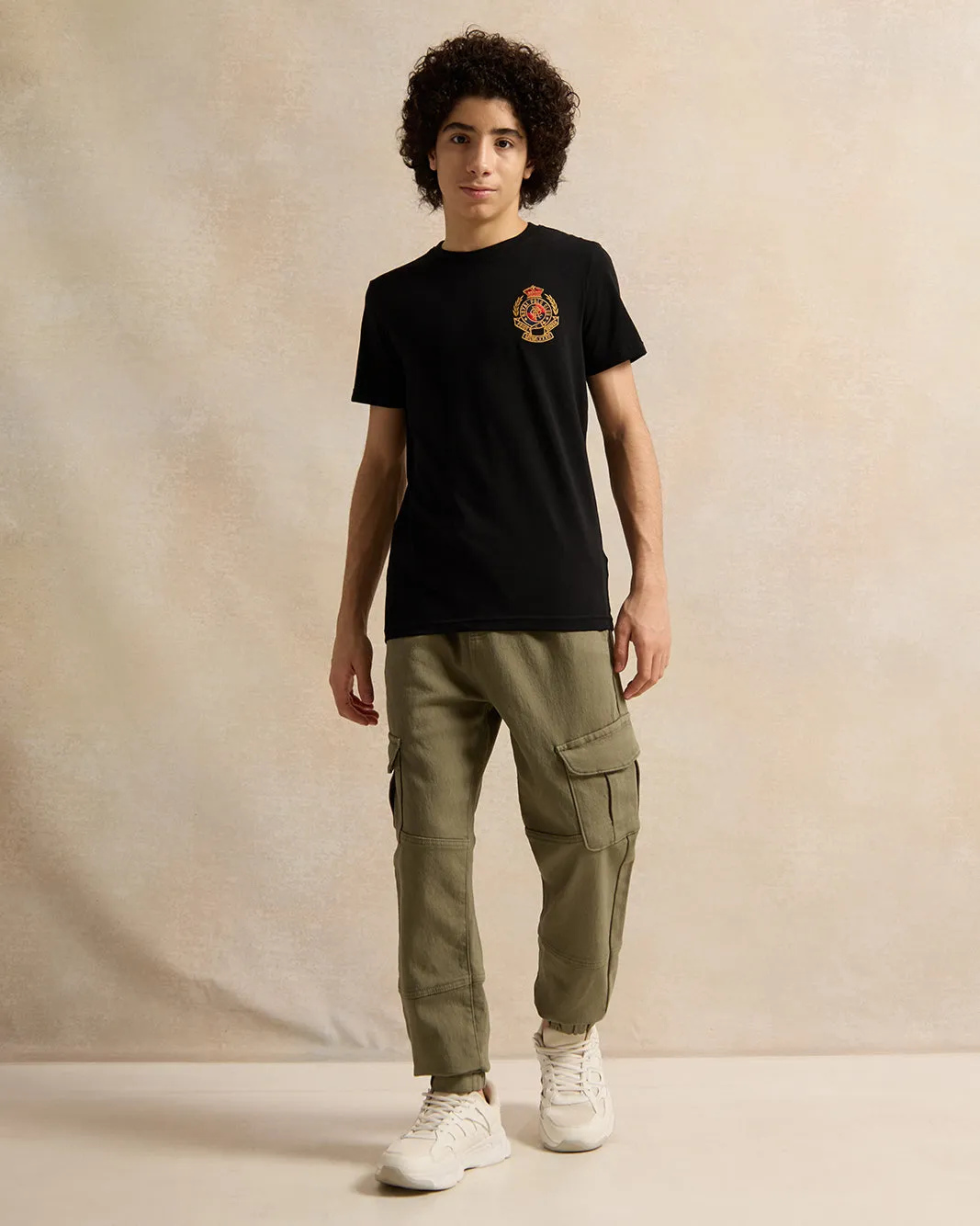 Senior Boys Black Embroidered T-Shirt sold by Redtag product image thumbnail 2