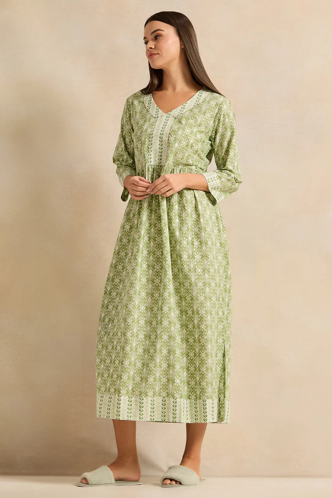 Women Green Printed Border Combo Nightgown sold by Redtag product image thumbnail 2
