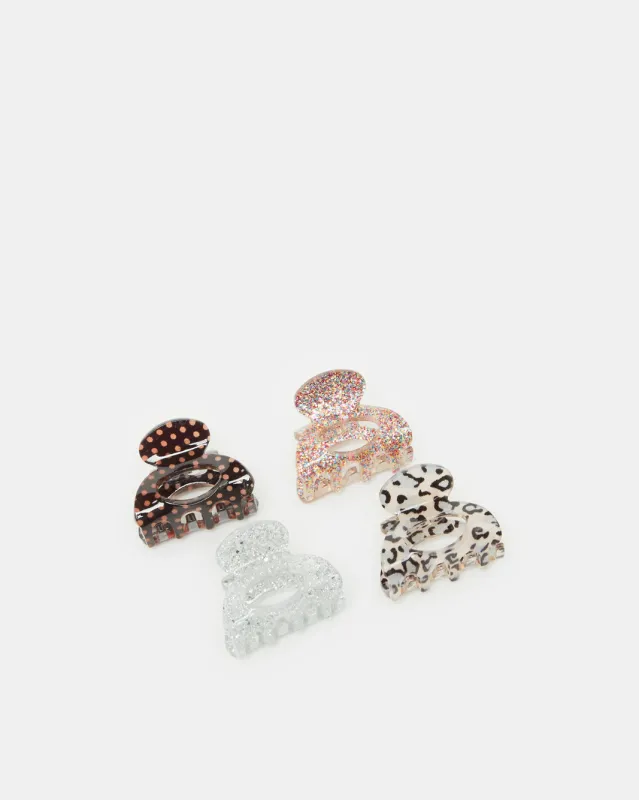 Women Assorted Printed Hair Claw (4 Piece) sold by Redtag