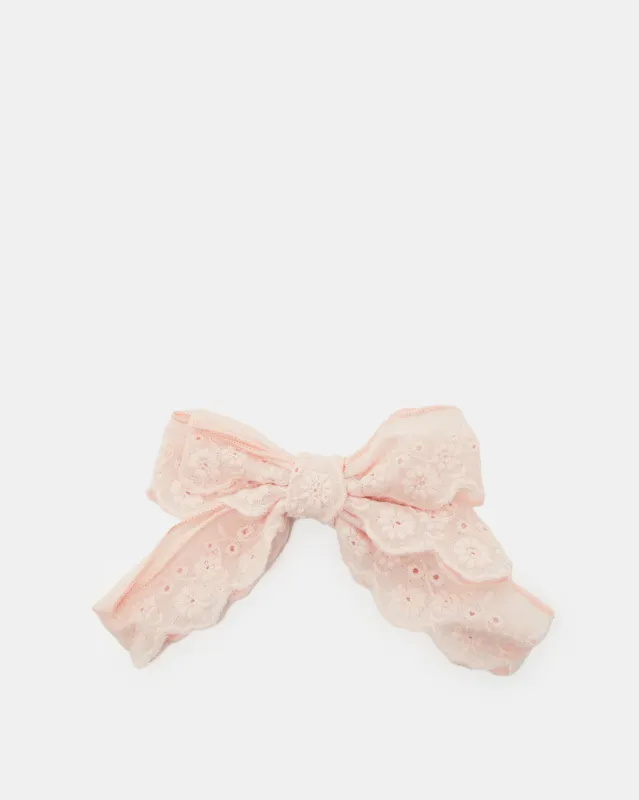 Women Pink Embellished Bow Hair Clip sold by Redtag