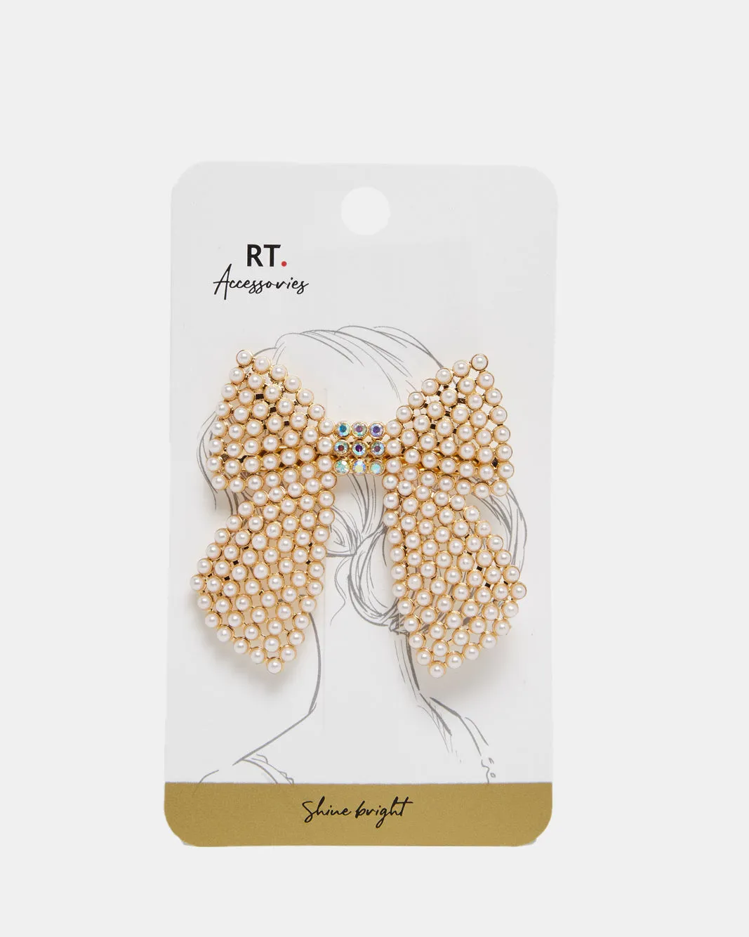 Women Gold Embellished Bow Hair Clip sold by Redtag