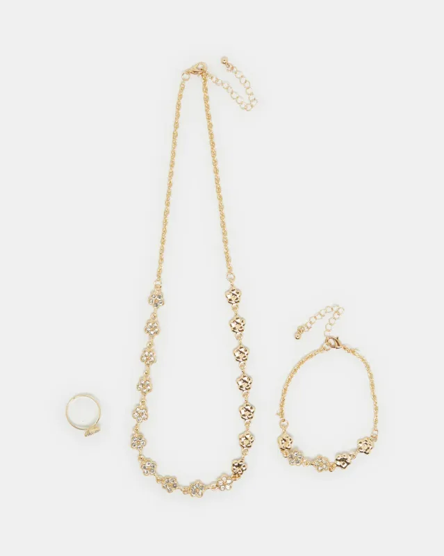 Women Gold Embellished Necklace (3 Piece) sold by Redtag