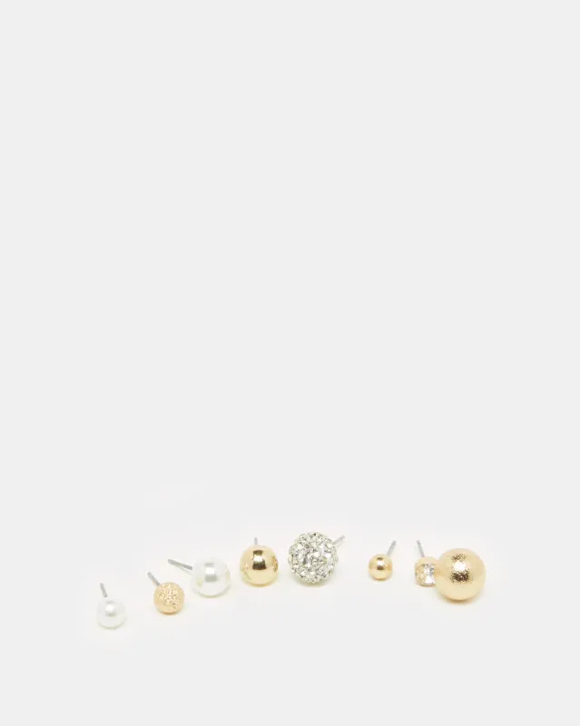 Women Gold Embellished Earring Set (8 Piece) sold by Redtag