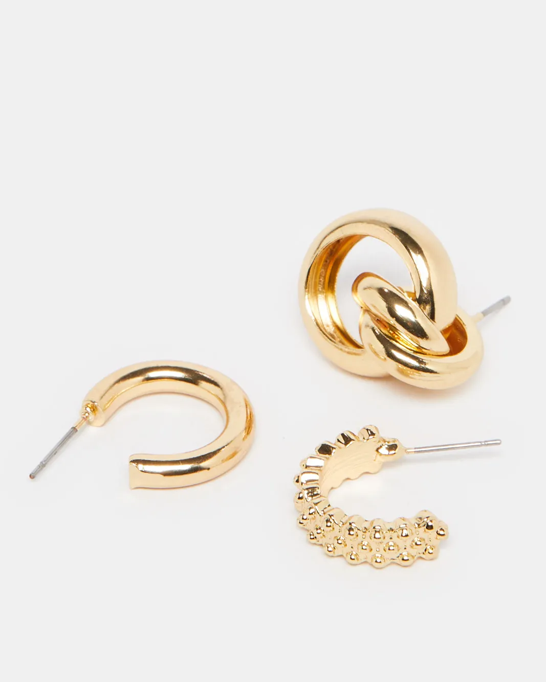 Women Gold Embellished Earring Set (3 Pairs) sold by Redtag product image thumbnail 2