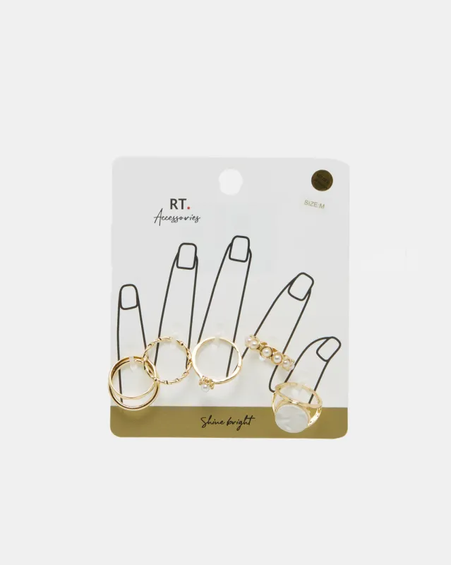 Women Gold Embellished Ring Set (5 Piece) sold by Redtag