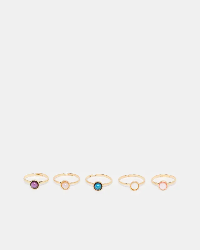 Women Gold Embellished Ring Set (5 Piece) sold by Redtag