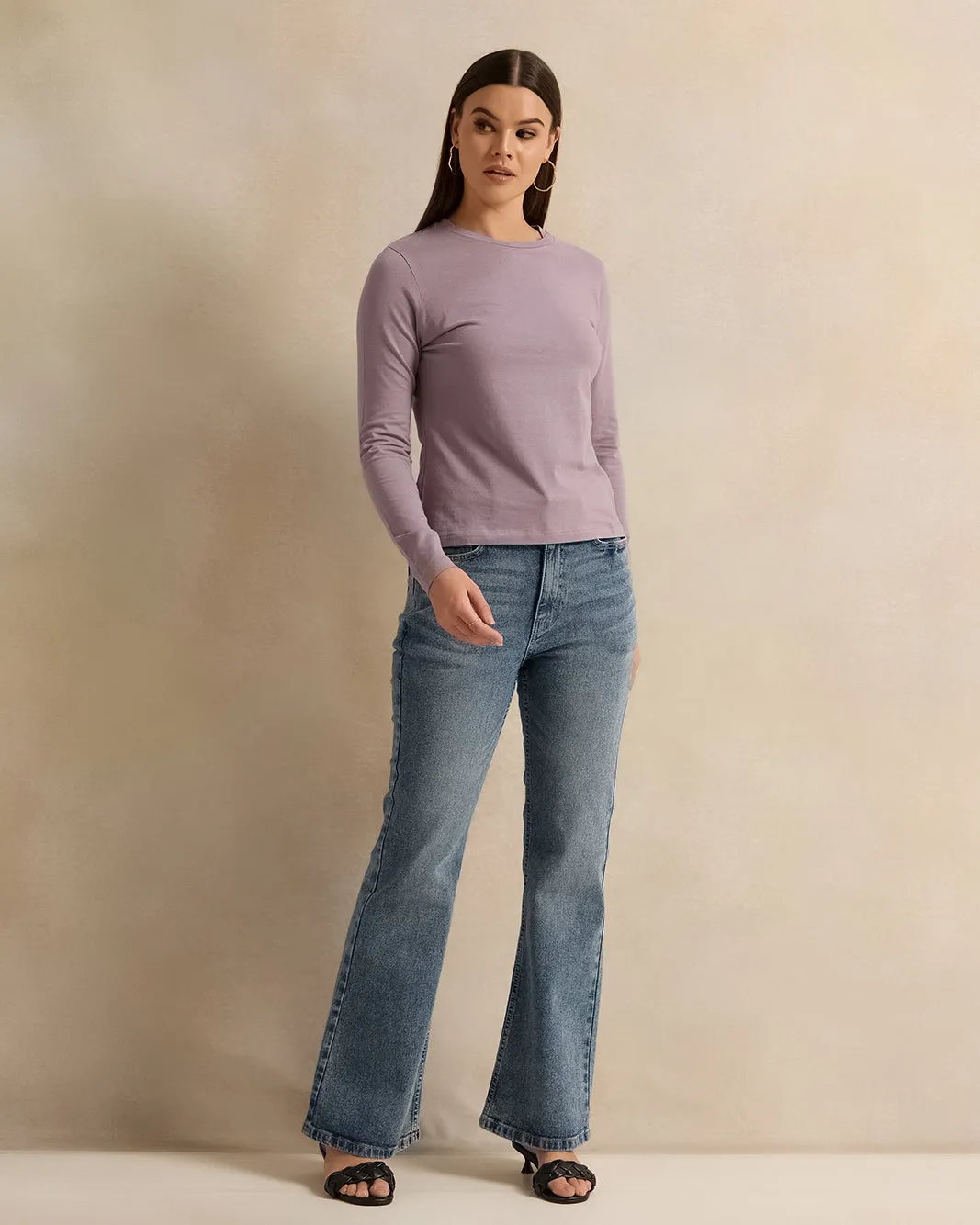 Women Purple Long Sleeve Round Neck T-Shirt sold by Redtag product image thumbnail 2