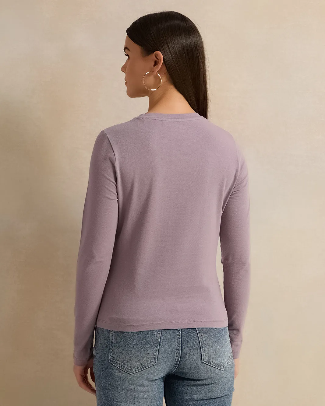 Women Purple Long Sleeve Round Neck T-Shirt sold by Redtag product image thumbnail 3