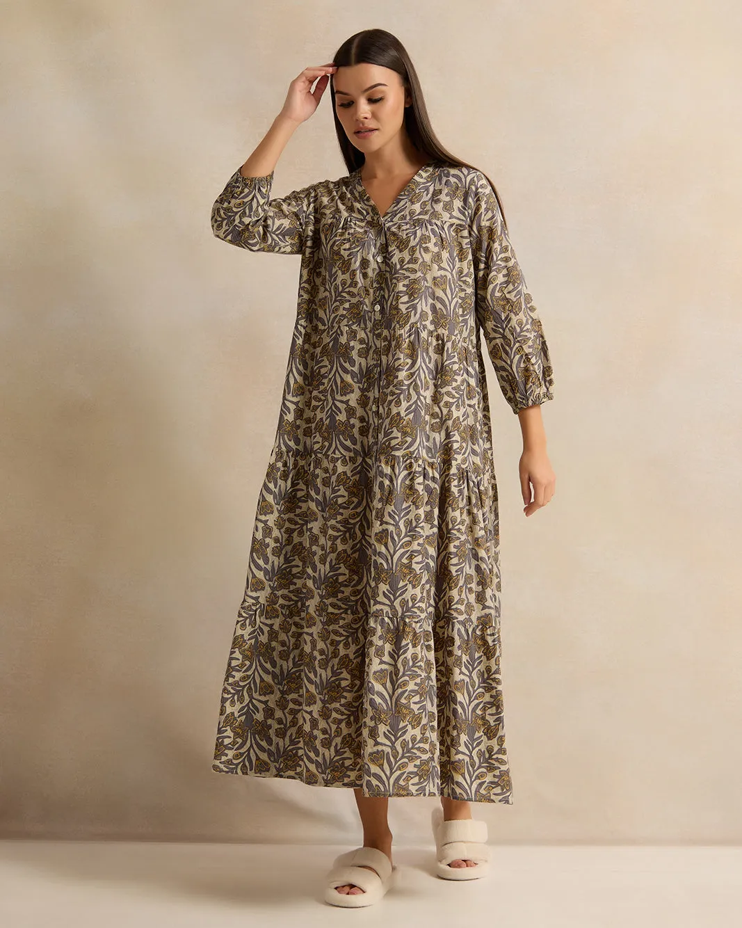 Women Beige Printed Nightgown sold by Redtag product image thumbnail 4