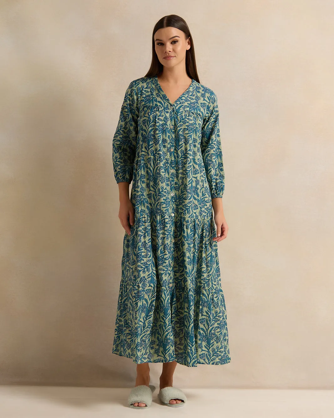 Women Green Printed Nightgown sold by Redtag
