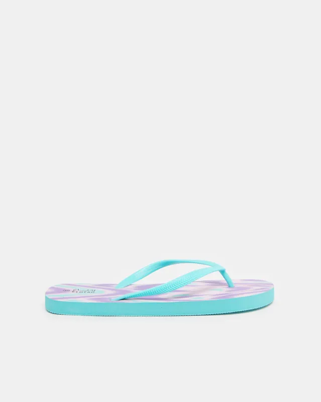 Women Blue Printed Flip Flops sold by Redtag