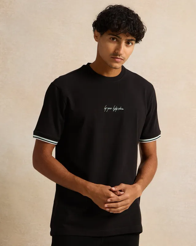 Men Black Printed T-Shirt sold by Redtag