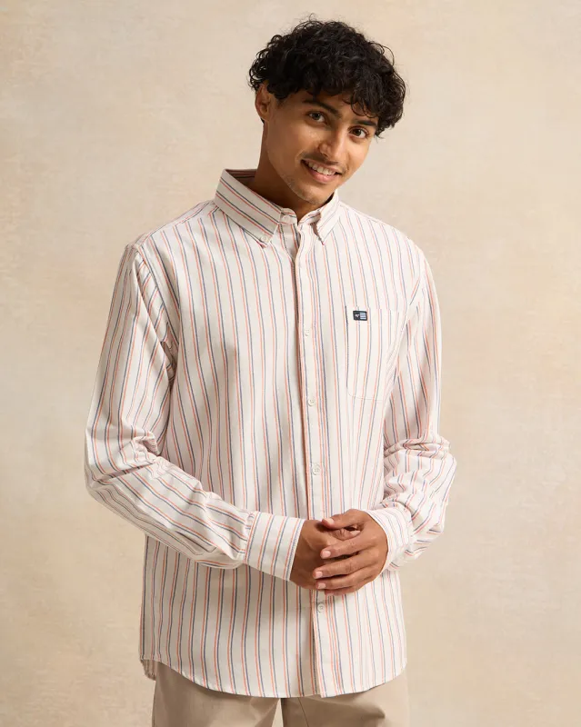 Men White Striped Shirt sold by Redtag