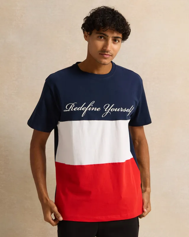 Men Navy Short Sleeved Printed T-Shirt sold by Redtag