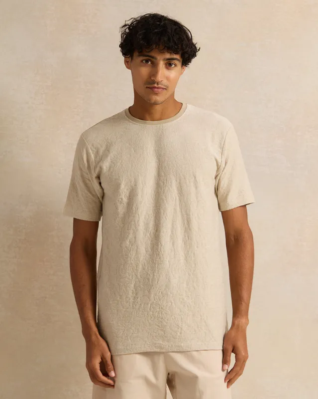 Men Beige Short-Sleeved T-Shirt sold by Redtag