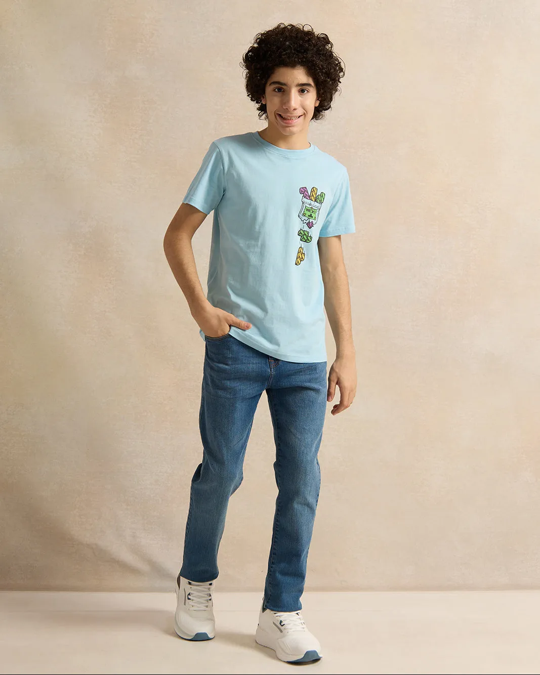 Senior Boys Blue Printed T-Shirt sold by Redtag product image thumbnail 2