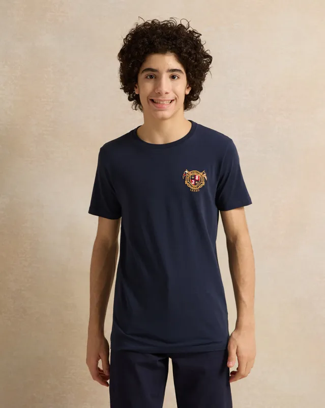 Senior Boys Navy Embroidered T-Shirt sold by Redtag