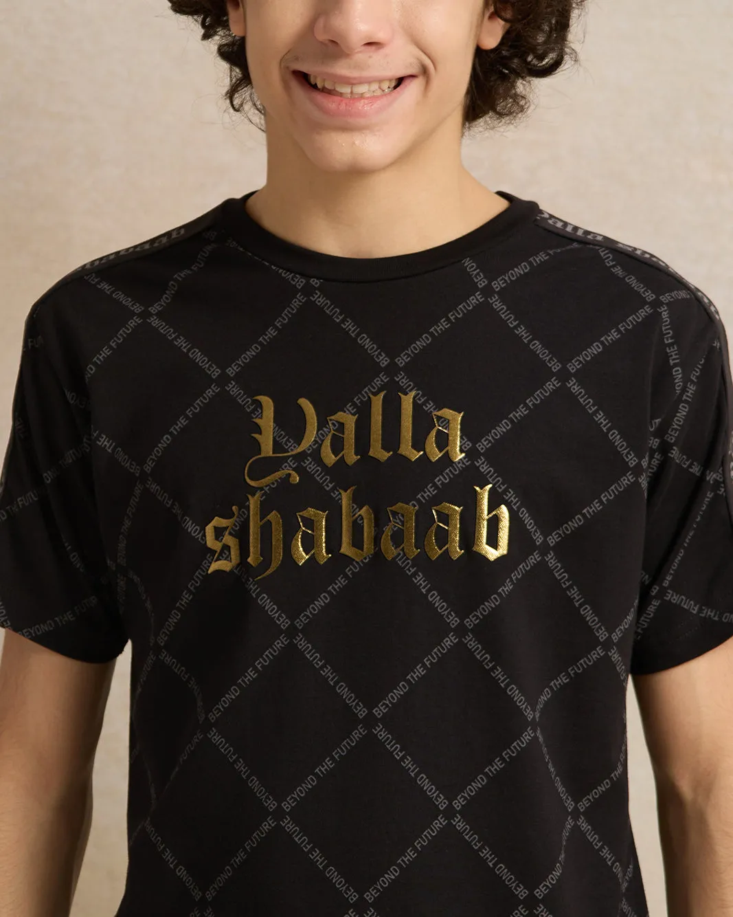 Senior Boys Black Embellished T-Shirt sold by Redtag product image thumbnail 4