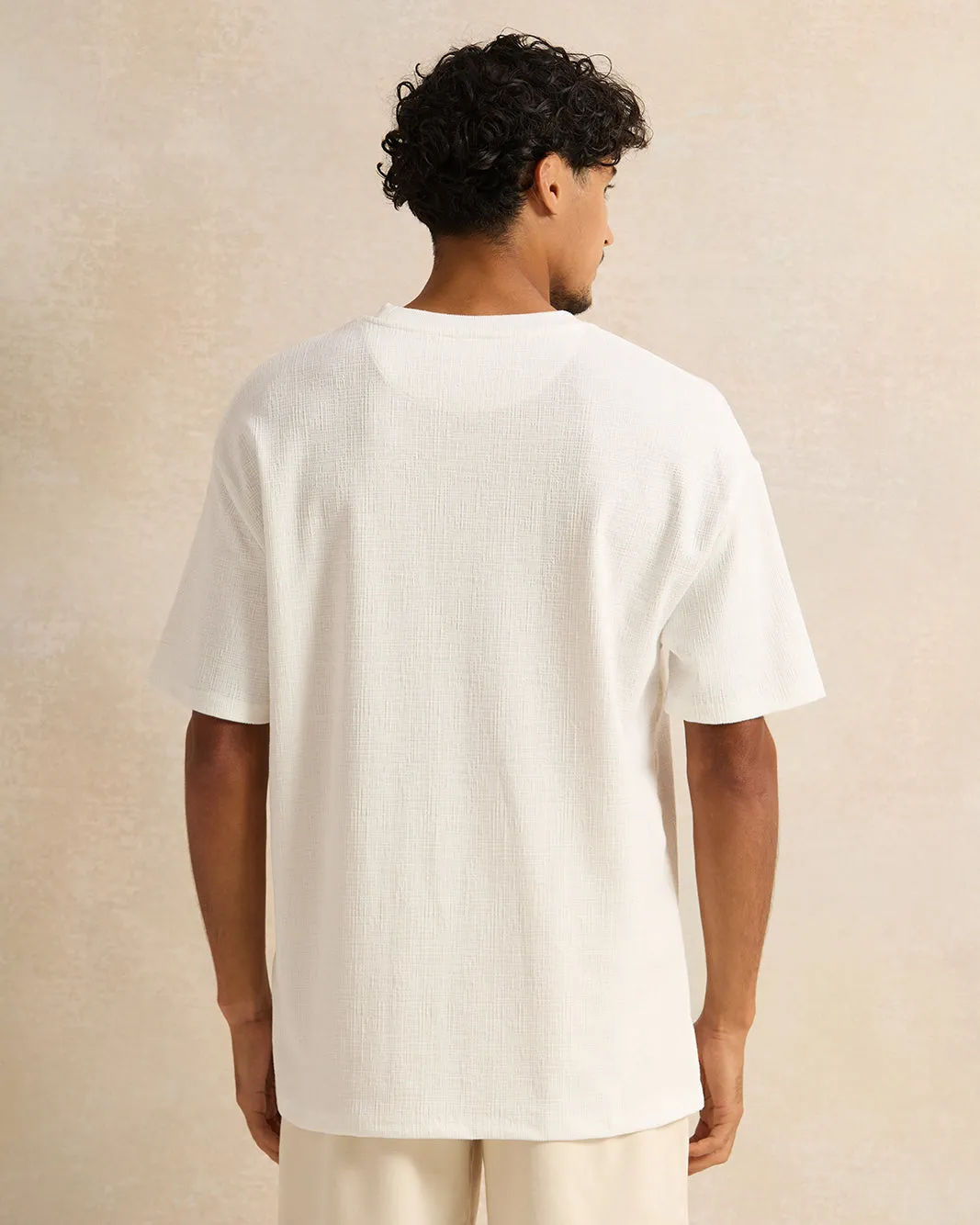 Men White Jacquard T-Shirt sold by Redtag product image thumbnail 3