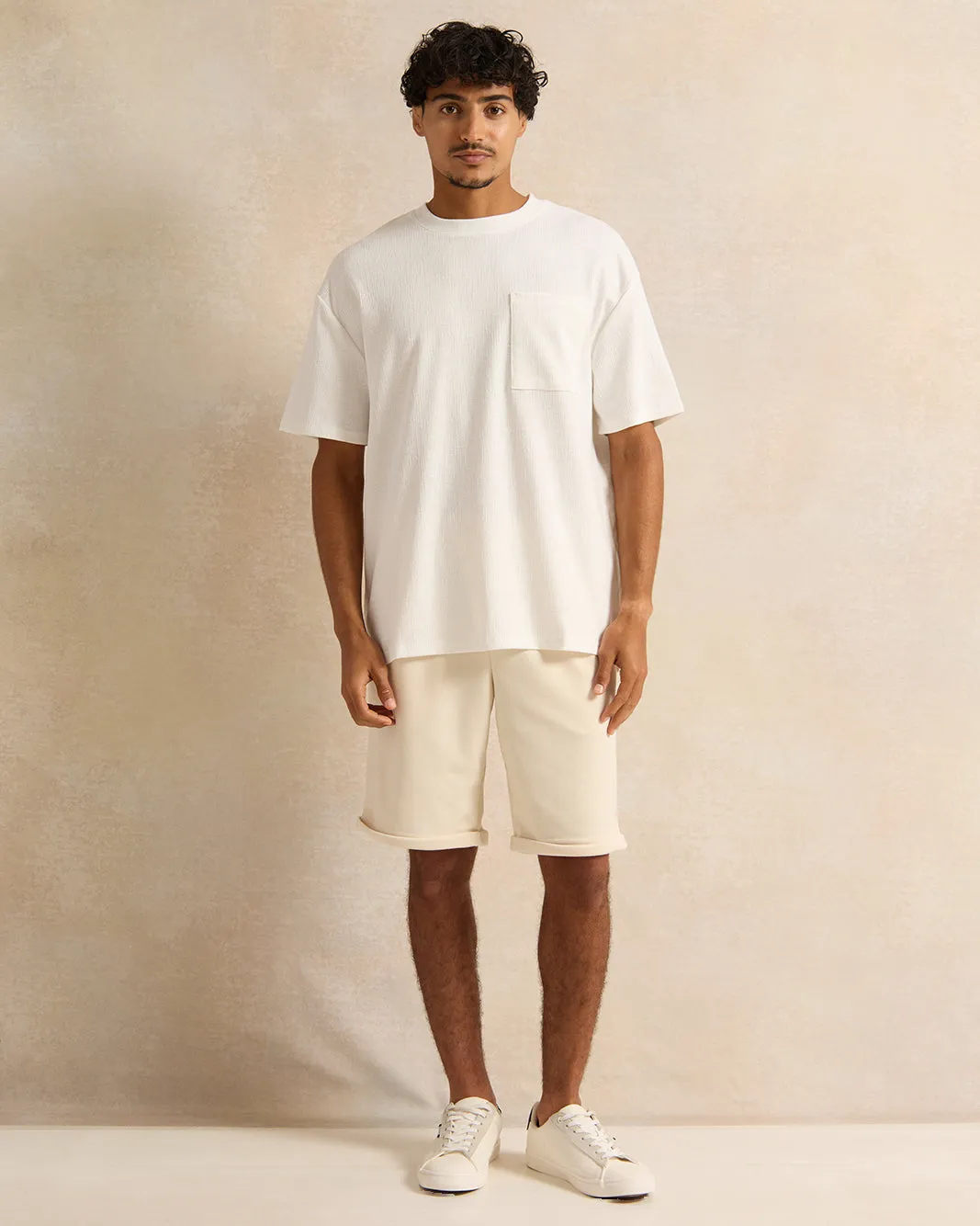 Men White Jacquard T-Shirt sold by Redtag product image thumbnail 2