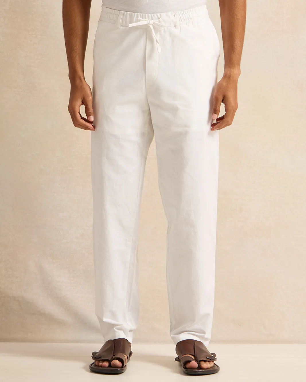 Men White Casual Trousers sold by Redtag