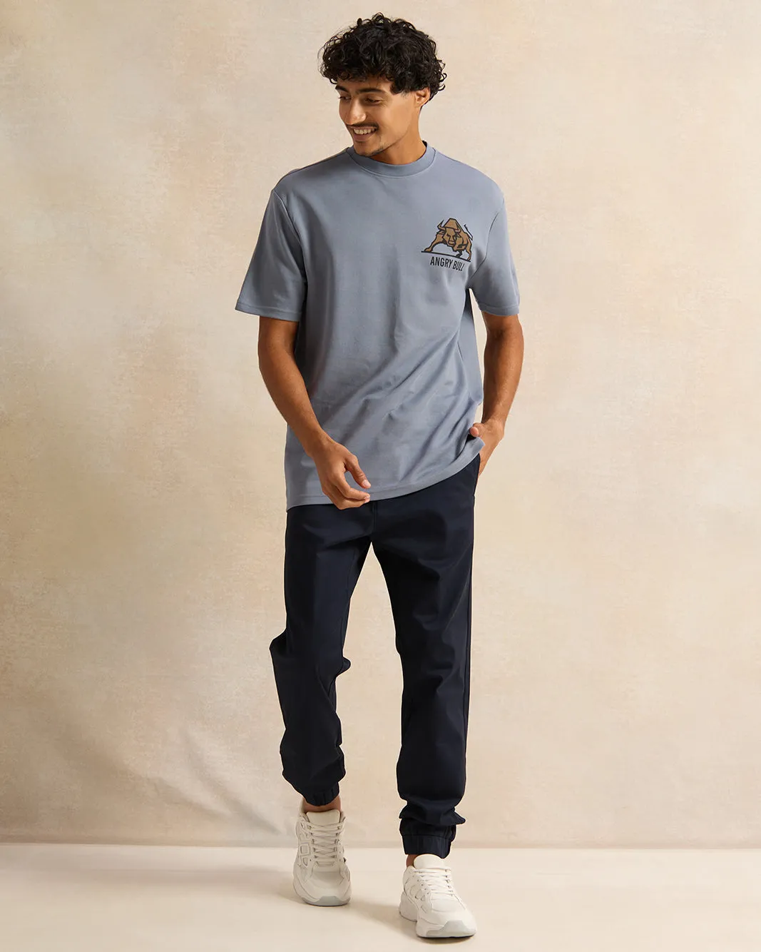 Men Navy Twill Joggers sold by Redtag product image thumbnail 2