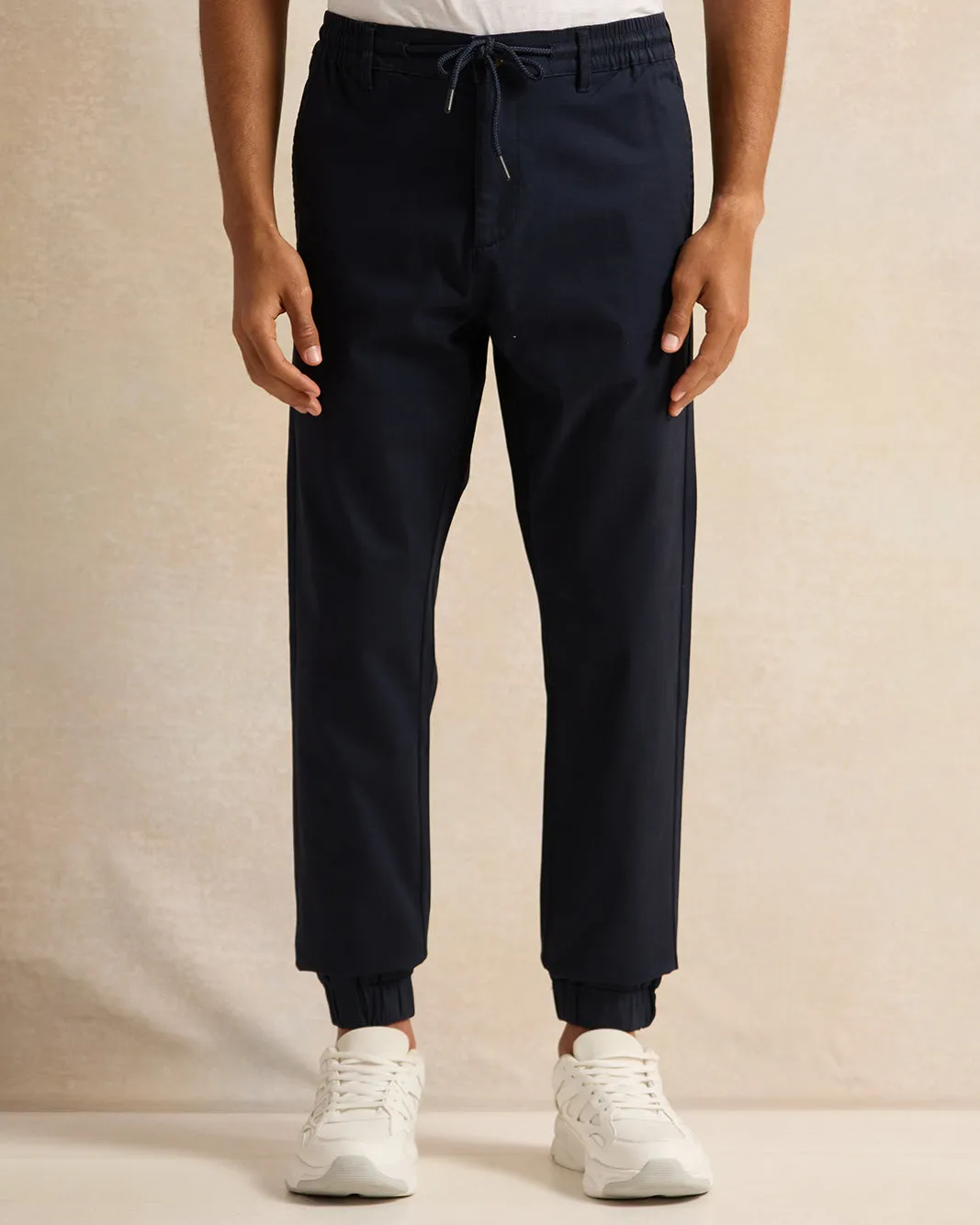 Men Navy Twill Joggers sold by Redtag