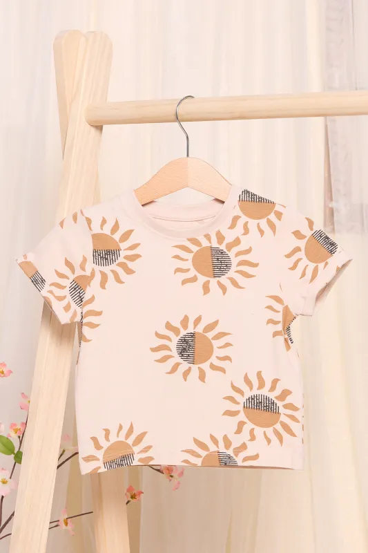 Infant Boys Beige Sun Printed T-shirt sold by Redtag
