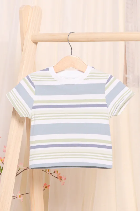 Infant Boys Blue Striped T-shirt sold by Redtag