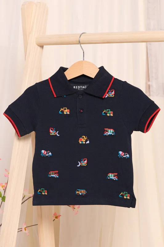 Infant Boys Black Embroidered Polo Shirt sold by Redtag