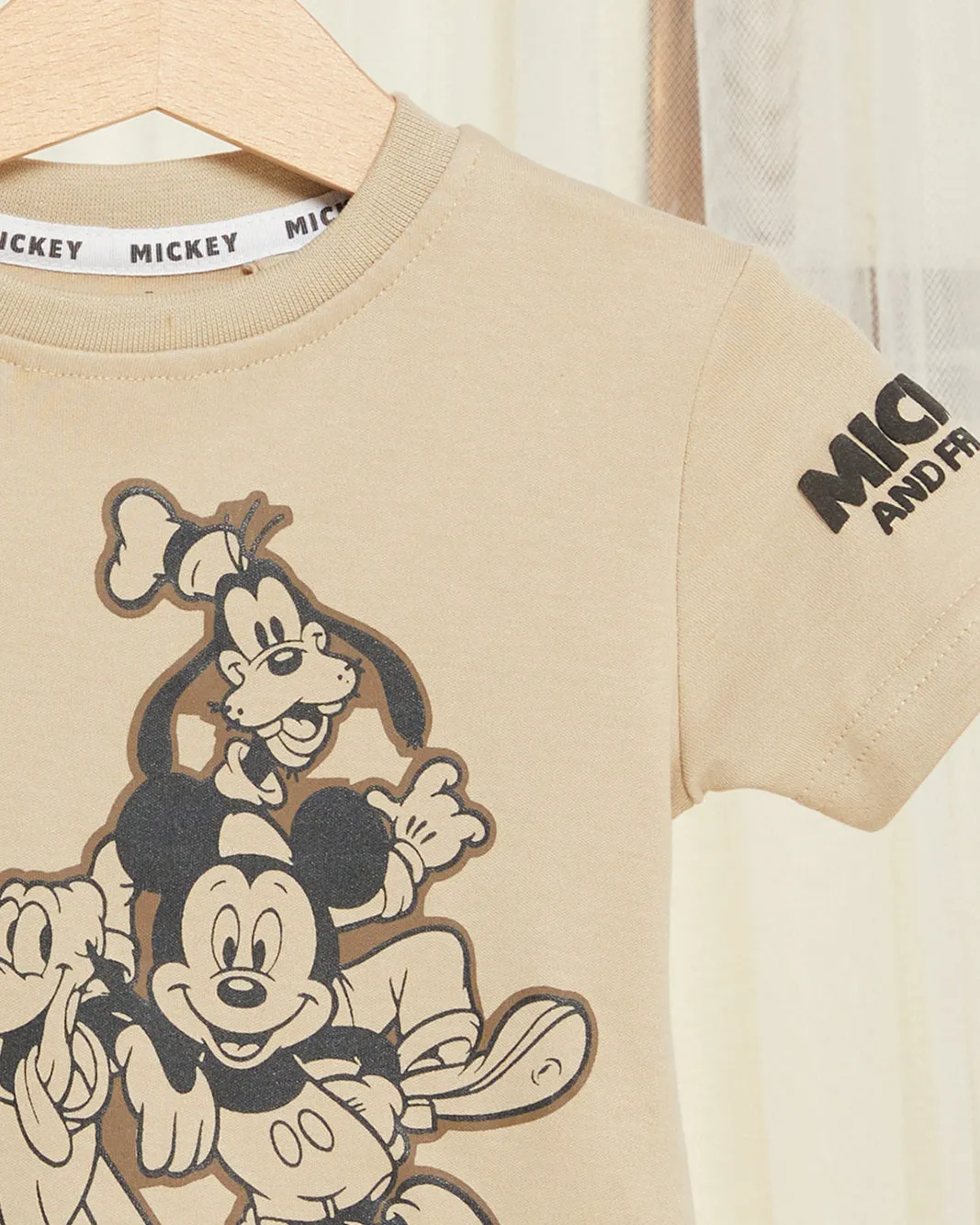Infant Boys Beige Mickey Printed T-Shirt sold by Redtag product image thumbnail 2