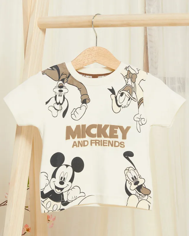 Infant Boys White  Placement Print Mickey T-Shirt sold by Redtag