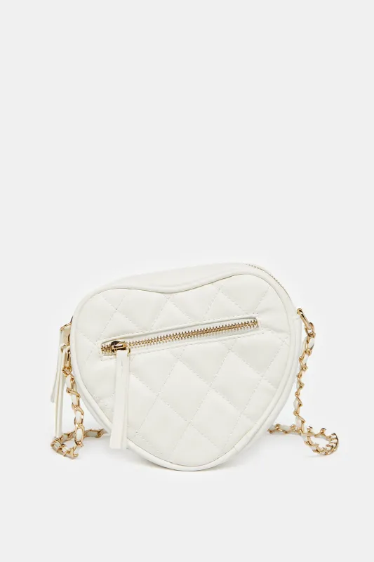 Women White Textured Messenger Bag sold by Redtag