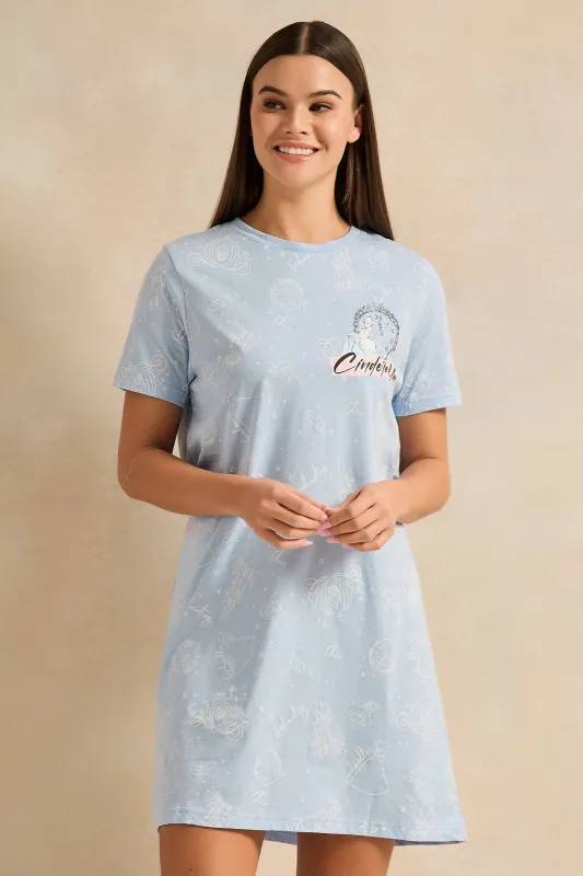 Women Blue Printed Nightshirt sold by Redtag
