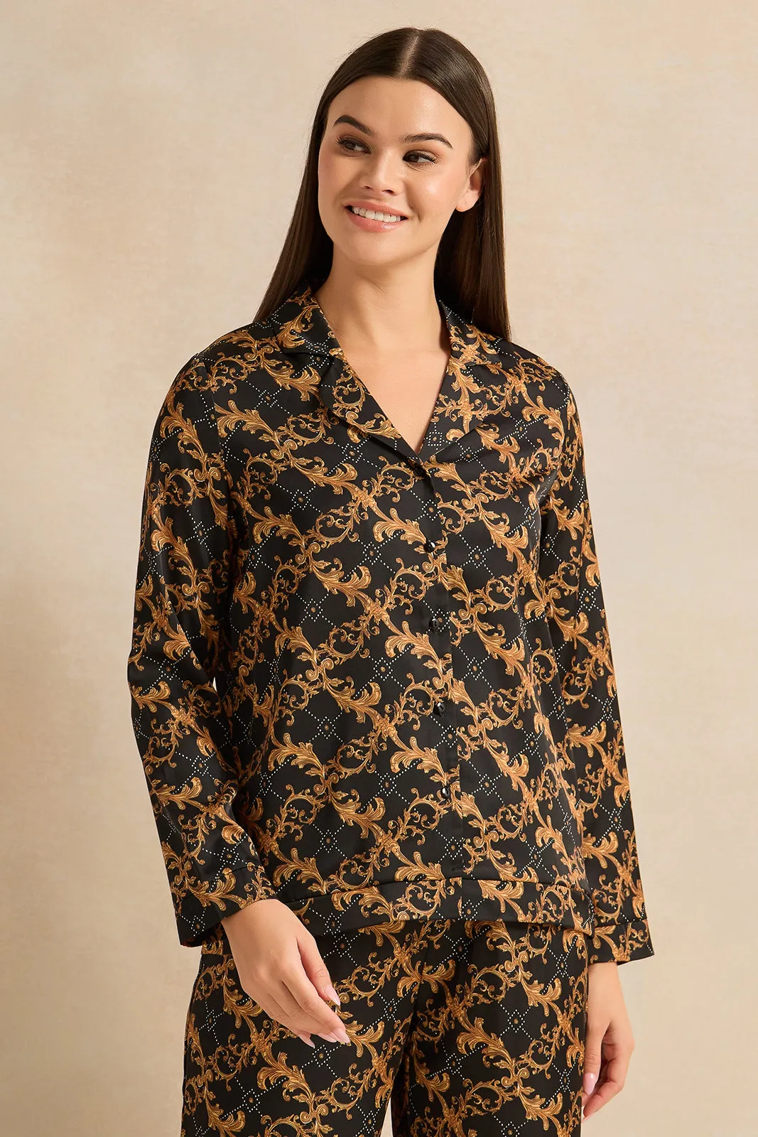 Women Black Satin Classic Pyjama Set (2 Piece) sold by Redtag product image thumbnail 2