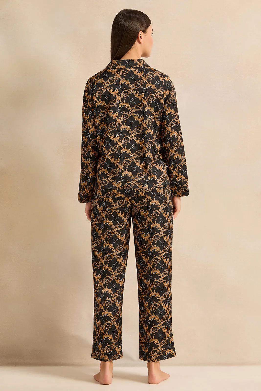 Women Black Satin Classic Pyjama Set (2 Piece) sold by Redtag product image thumbnail 4