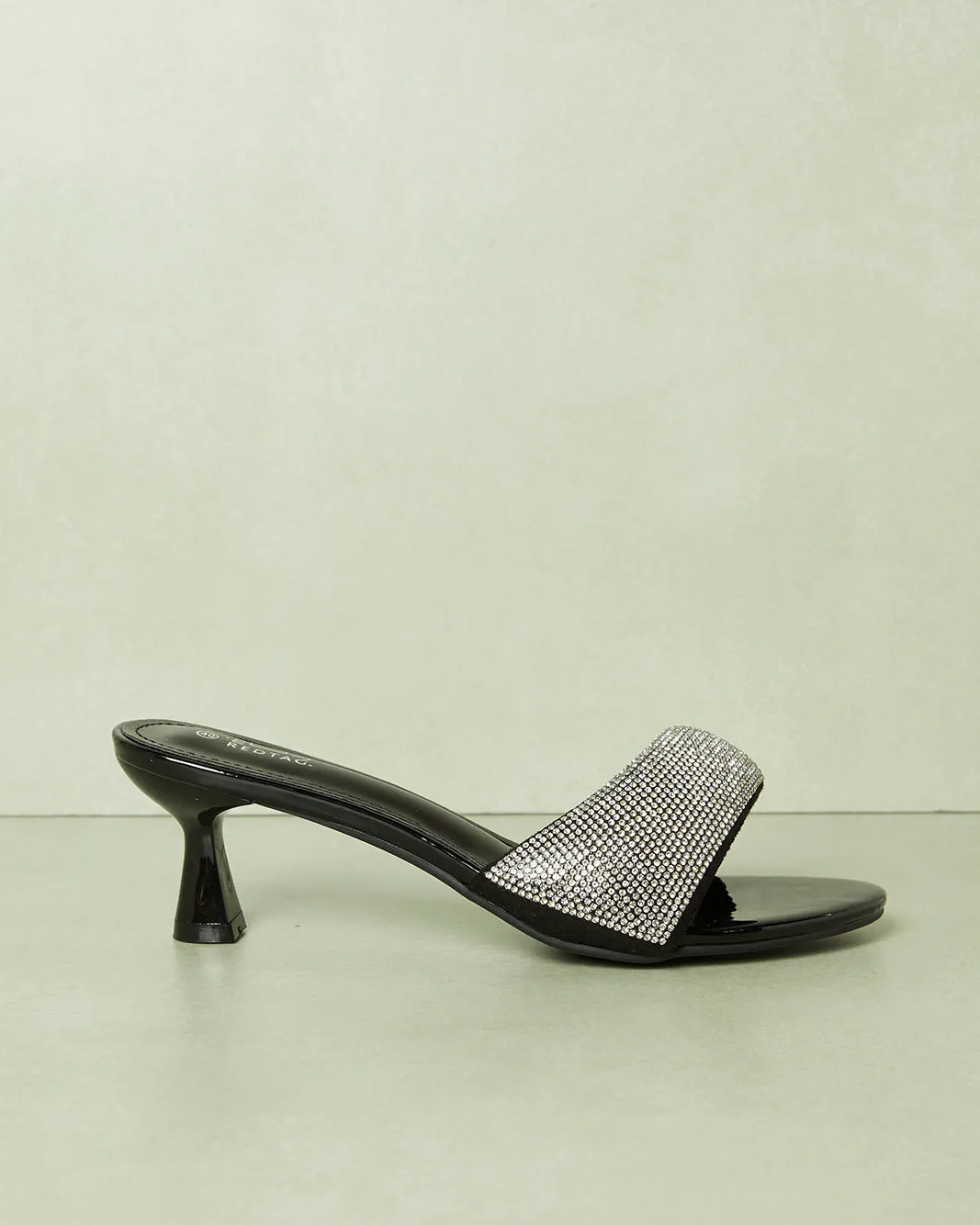 Women Black Embellished Heel Mule sold by Redtag