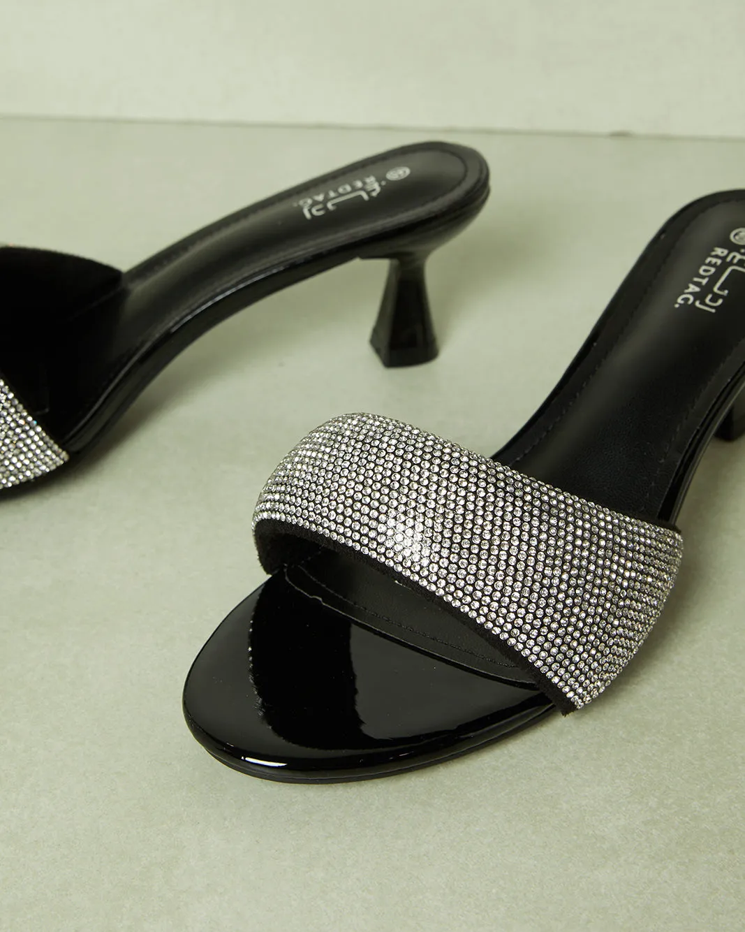 Women Black Embellished Heel Mule sold by Redtag product image thumbnail 3