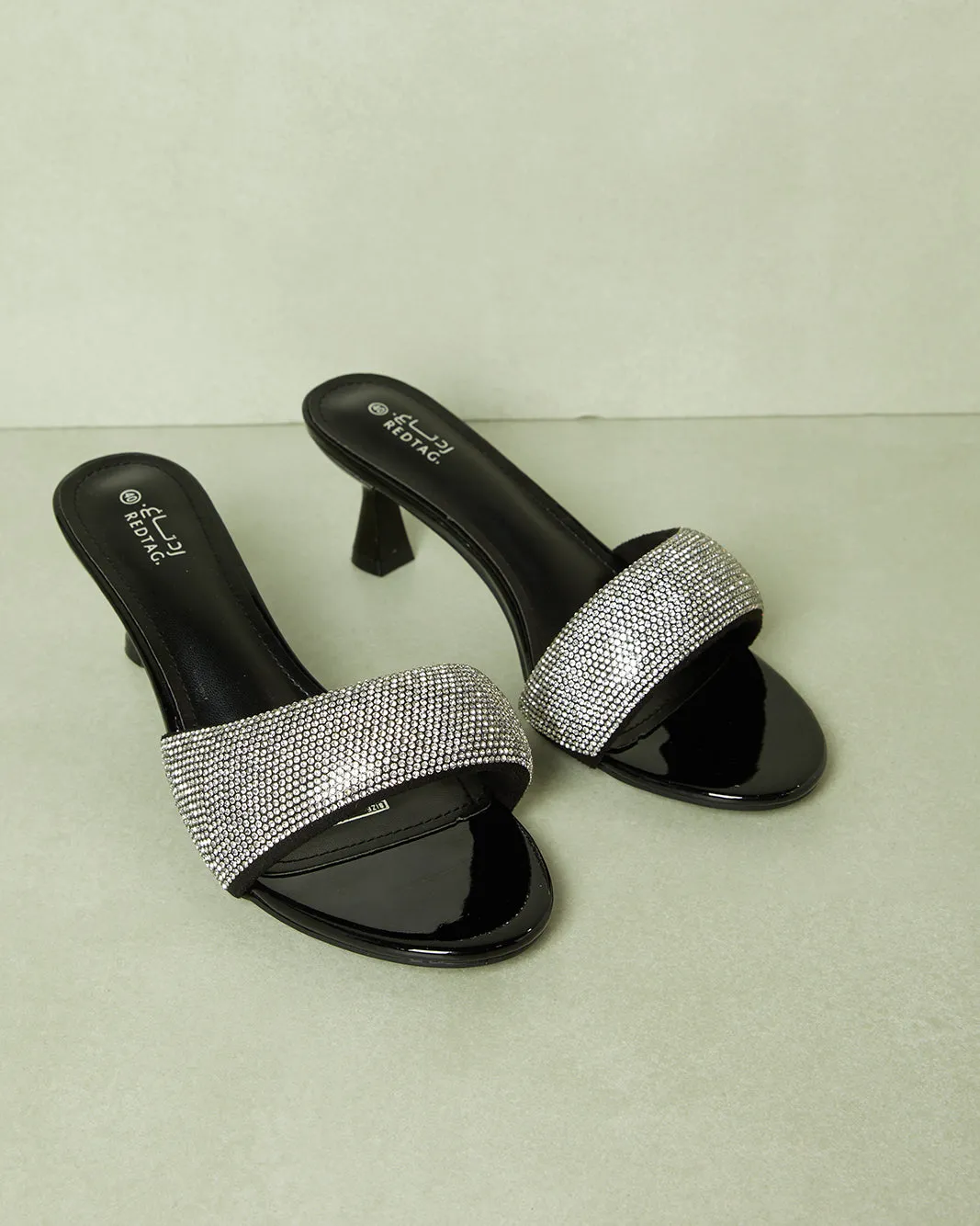 Women Black Embellished Heel Mule sold by Redtag product image thumbnail 2
