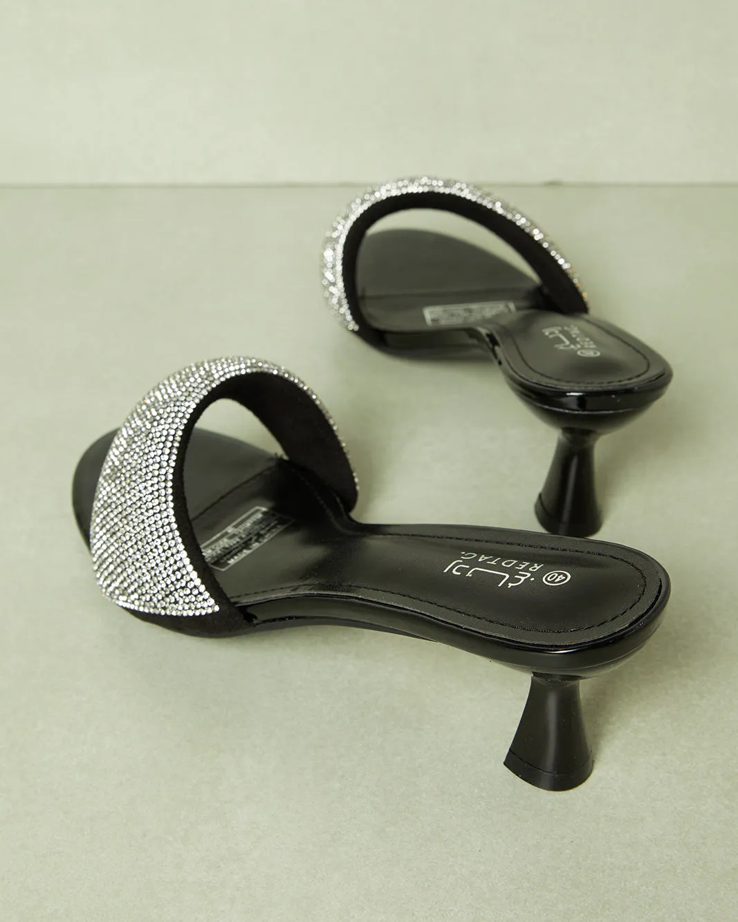 Women Black Embellished Heel Mule sold by Redtag product image thumbnail 4