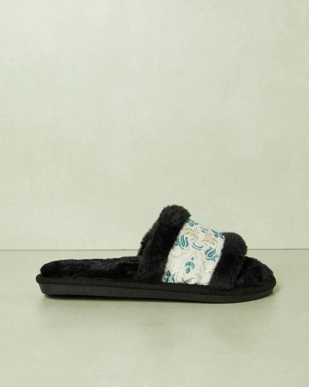 Women Black Embellished Slipper sold by Redtag
