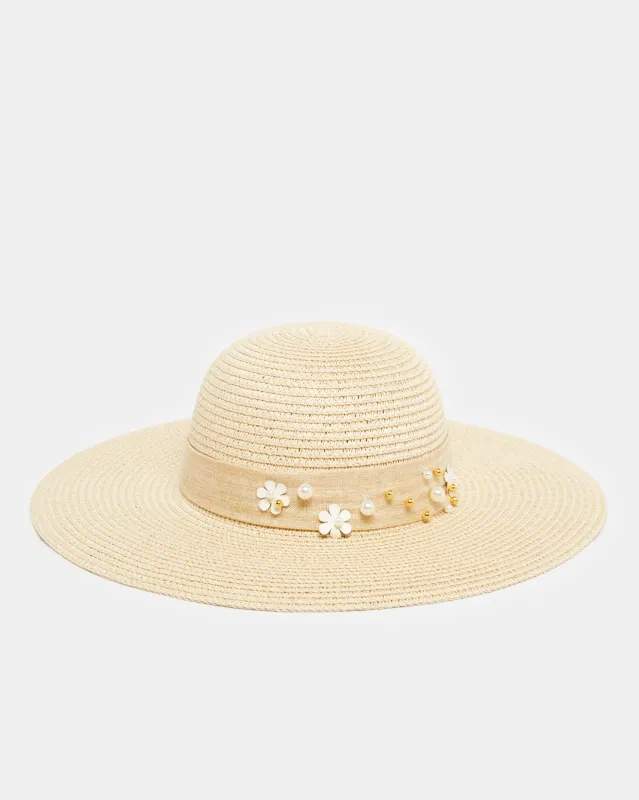 Women Beige Embellished Hat sold by Redtag